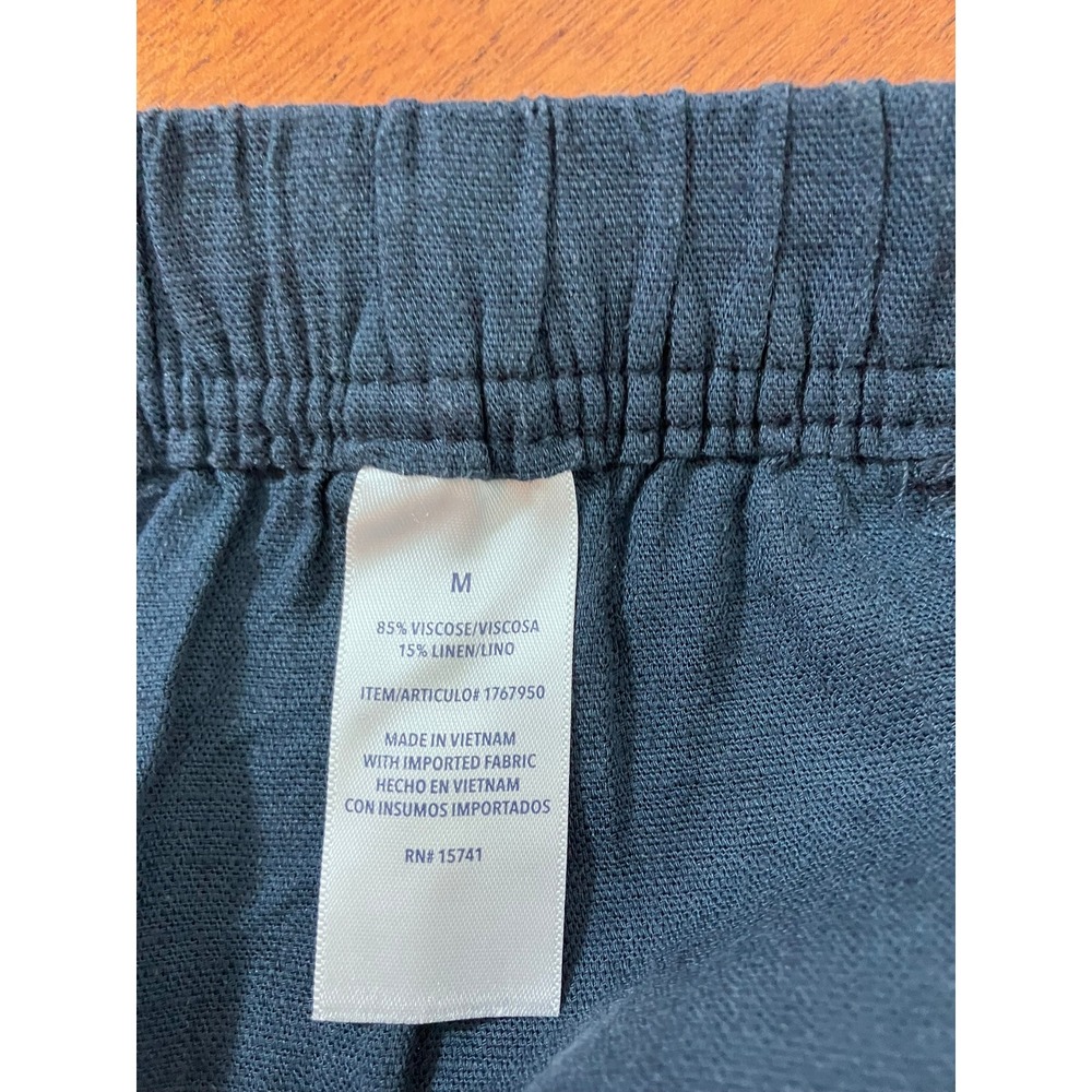 Splendid Linen Blend Wide Leg Pants Women's M Navy Blue Drawstring Waist NWT - Picture 4 of 13
